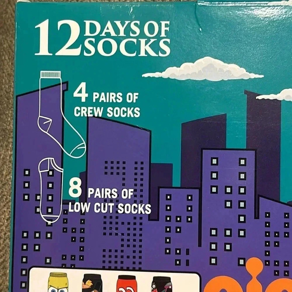 NWT nickelodeon 12 days of socks crew/low cut Sz 4-10 gift set box 12 pair - Picture 8 of 10